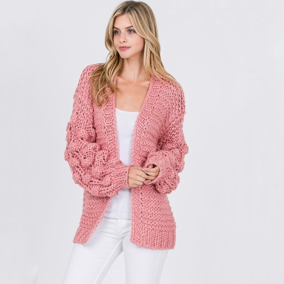 Handmade Cable Knit Chunky Sweater Open Cardigan - Picture 3 of 7